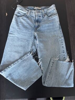 Levi's Light Blue Ripped Straight Jeans